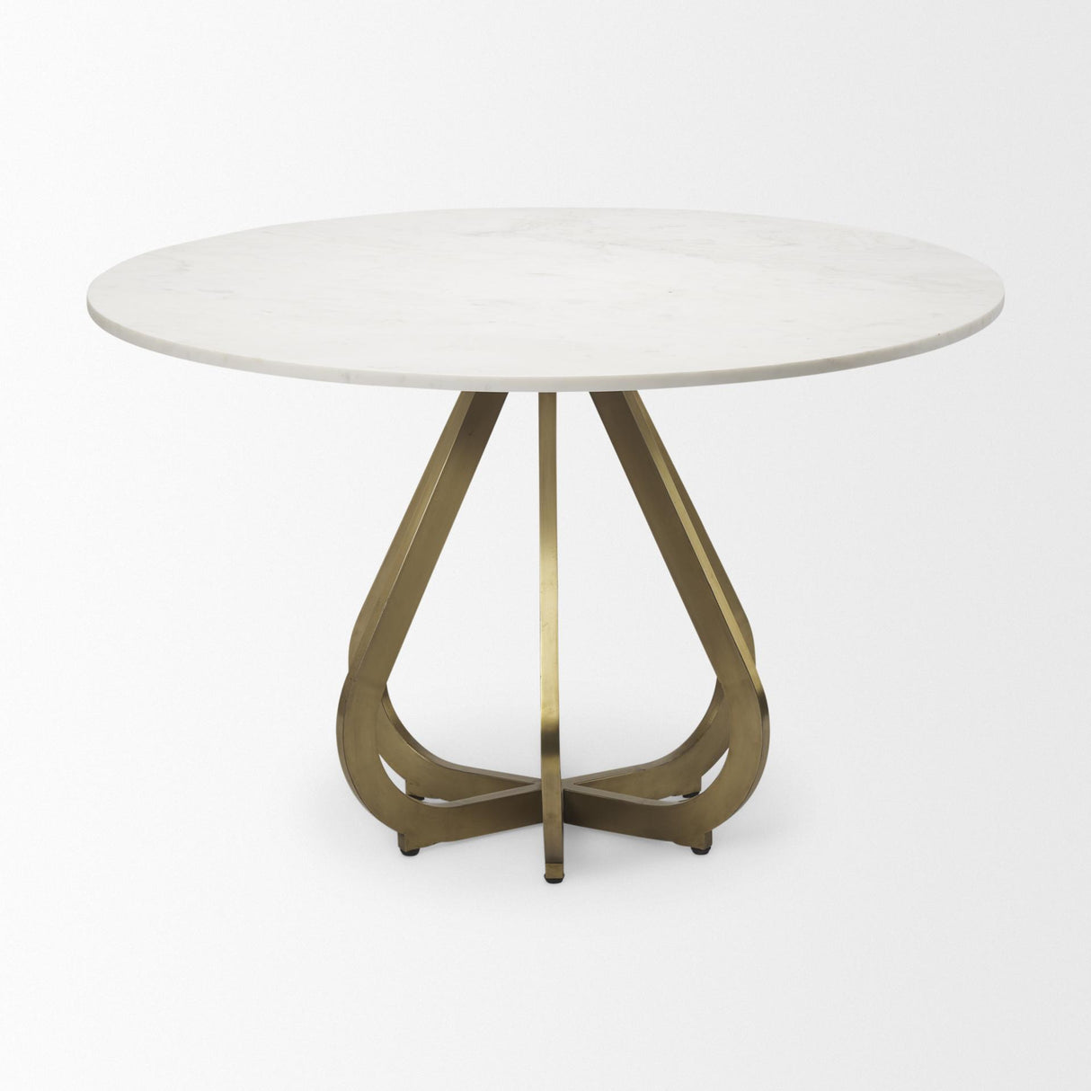 Mercana Laurent 48" Marble Top Gold Metal Base Dining Table