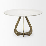 Mercana Laurent 48" Marble Top Gold Metal Base Dining Table