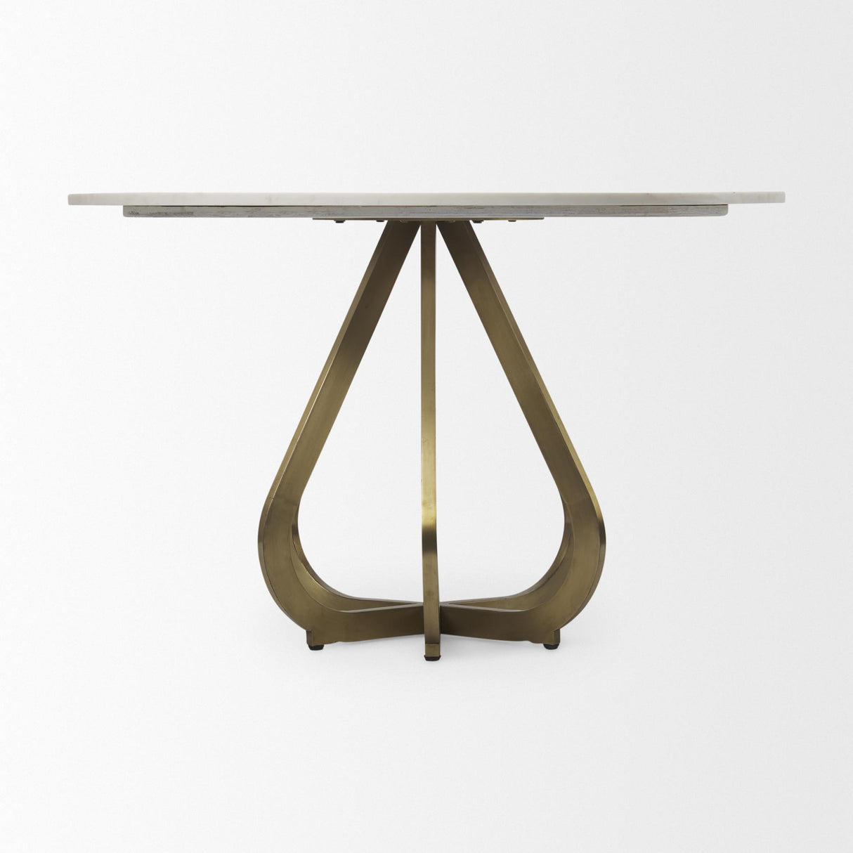 Mercana Laurent 48" Marble Top Gold Metal Base Dining Table