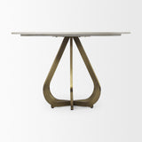 Mercana Laurent 48" Marble Top Gold Metal Base Dining Table