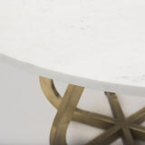 Mercana Laurent 48" Marble Top Gold Metal Base Dining Table