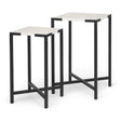 Mercana Lucas III (Set of 2) 15L x 15W; 12L x 12W White Marble W/Black Iron Frame Accent Tables