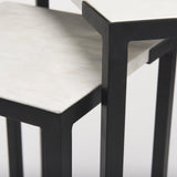 Mercana Lucas III (Set of 2) 15L x 15W; 12L x 12W White Marble W/Black Iron Frame Accent Tables