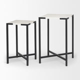 Mercana Lucas III (Set of 2) 15L x 15W; 12L x 12W White Marble W/Black Iron Frame Accent Tables