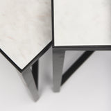 Mercana Lucas III (Set of 2) 15L x 15W; 12L x 12W White Marble W/Black Iron Frame Accent Tables