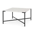 Mercana Lucas 30x30 White Marble Top Black Metal Base Coffee Table