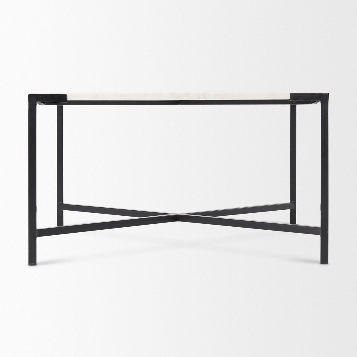 Mercana Lucas 30x30 White Marble Top Black Metal Base Coffee Table