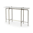 Mercana Pinera III 49L x 17W White Marble Top Gold-Toned Iron Base Console Table