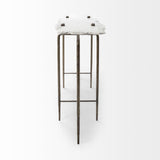 Mercana Pinera III 49L x 17W White Marble Top Gold-Toned Iron Base Console Table