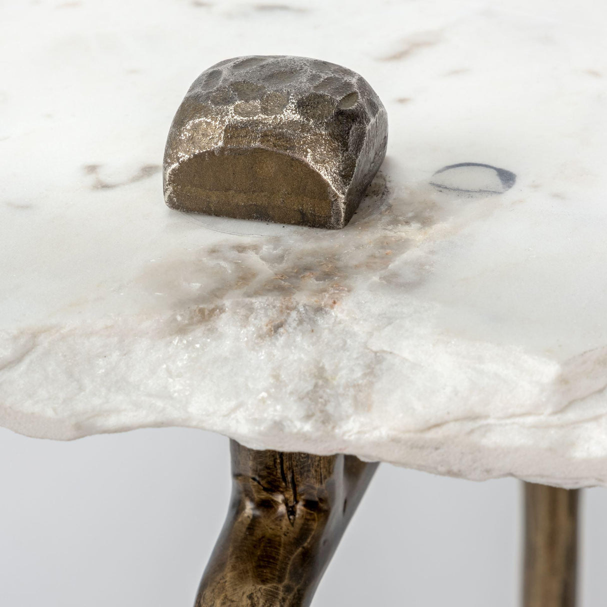 Mercana Pinera III 49L x 17W White Marble Top Gold-Toned Iron Base Console Table