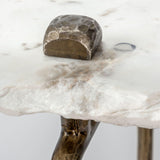 Mercana Pinera III 49L x 17W White Marble Top Gold-Toned Iron Base Console Table