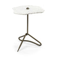 Mercana Pinera II 19L x 19W White Marble W/ Triangluar Gold Iron Base Accent Table