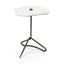 Mercana Pinera II 19L x 19W White Marble W/ Triangluar Gold Iron Base Accent Table