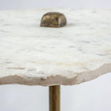 Mercana Pinera II 19L x 19W White Marble W/ Triangluar Gold Iron Base Accent Table