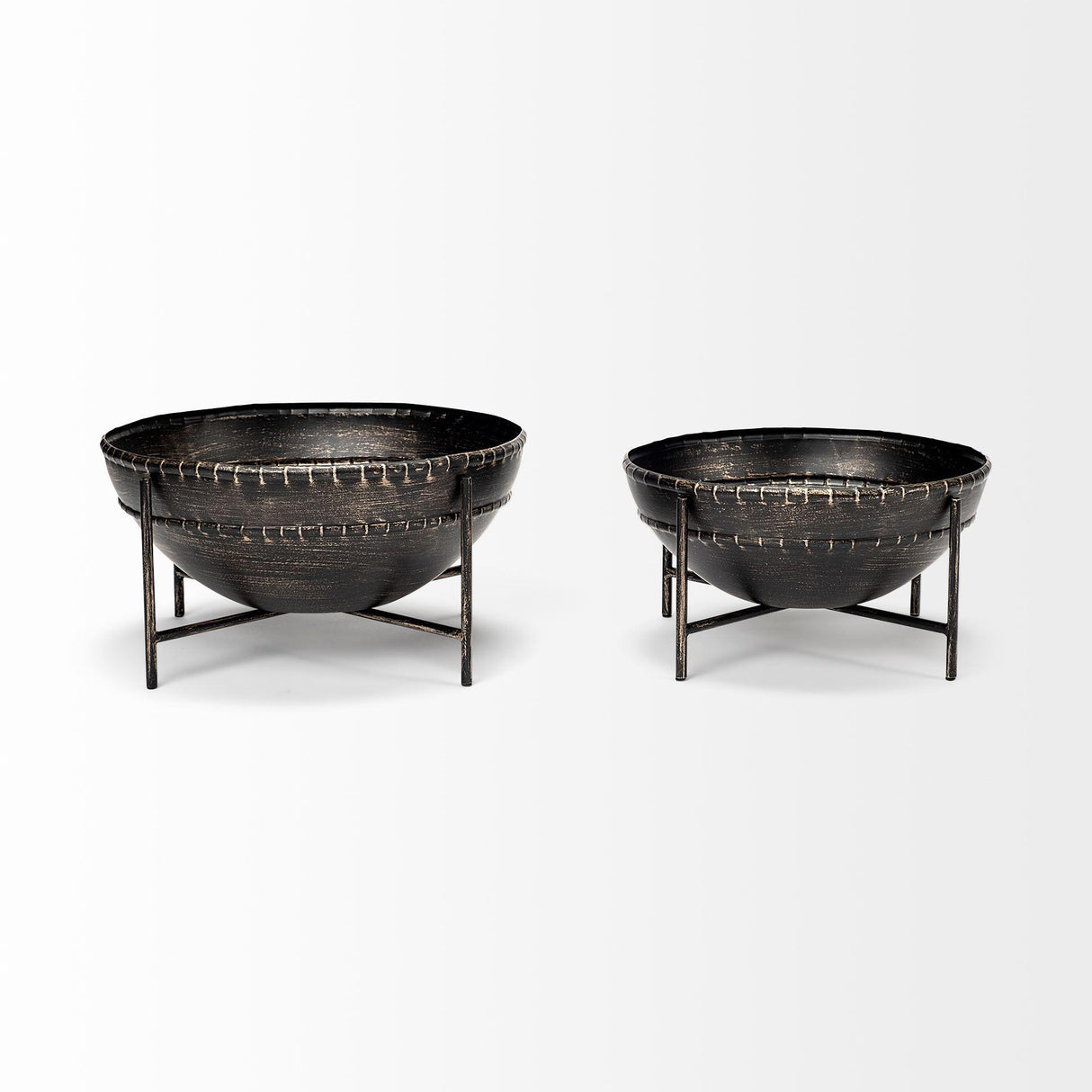 Mercana Cauldron (Set of 2) Brown Metal Bowls