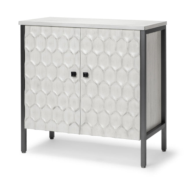 Mercana Savannah White Fir Veneer w/ Gray Metal 2-Door Accent Cabinet