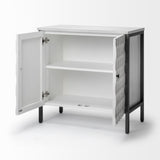 Mercana Savannah White Fir Veneer w/ Gray Metal 2-Door Accent Cabinet