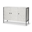 Mercana Savannah White Fir Veneer & Gray Metal 3-Door Accent Cabinet