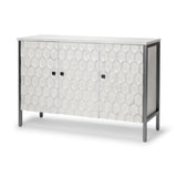 Mercana Savannah White Fir Veneer & Gray Metal 3-Door Accent Cabinet