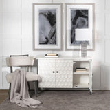 Mercana Savannah White Fir Veneer & Gray Metal 3-Door Accent Cabinet