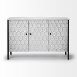 Mercana Savannah White Fir Veneer & Gray Metal 3-Door Accent Cabinet