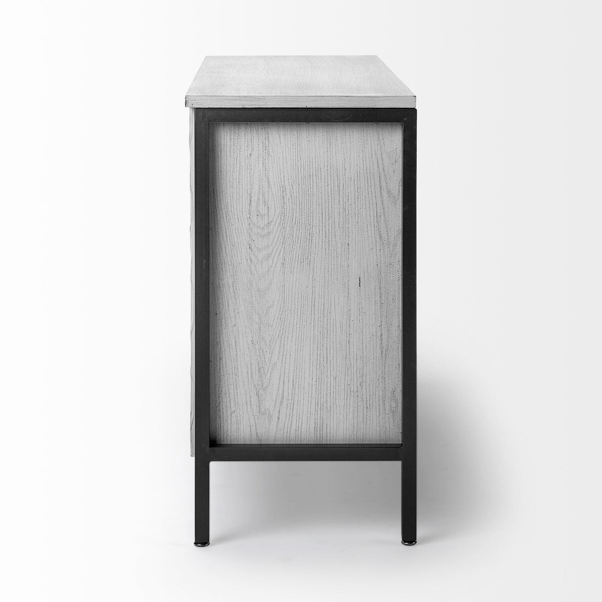 Mercana Savannah White Fir Veneer & Gray Metal 3-Door Accent Cabinet
