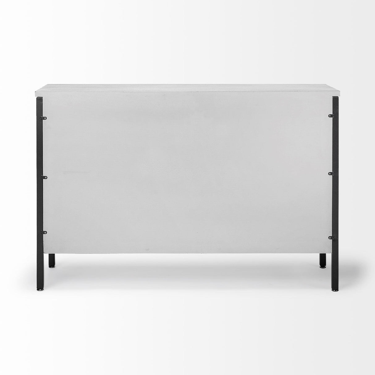Mercana Savannah White Fir Veneer & Gray Metal 3-Door Accent Cabinet