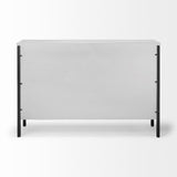 Mercana Savannah White Fir Veneer & Gray Metal 3-Door Accent Cabinet
