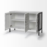 Mercana Savannah White Fir Veneer & Gray Metal 3-Door Accent Cabinet
