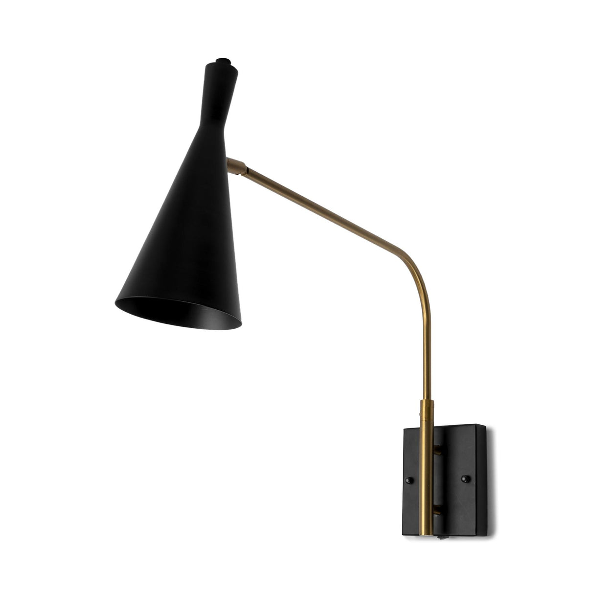 Mercana Tremont I 23"L x 5.25"W x 17.5"H Black/Gold Metal Conical Shade Wall Sconce