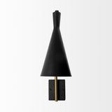 Mercana Tremont I 23"L x 5.25"W x 17.5"H Black/Gold Metal Conical Shade Wall Sconce