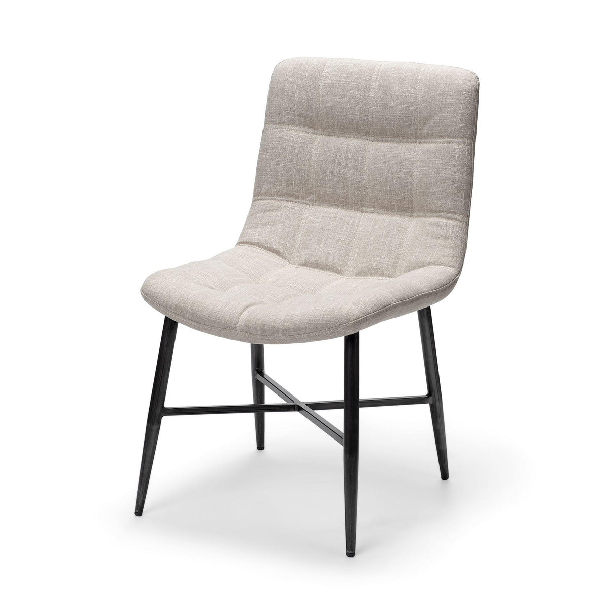 Mercana Barrow I Beige Fabric Wrap Black Metal Frame Dining Chair