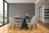 Mercana Barrow I Beige Fabric Wrap Black Metal Frame Dining Chair