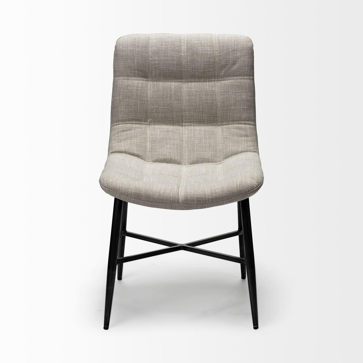 Mercana Barrow I Beige Fabric Wrap Black Metal Frame Dining Chair