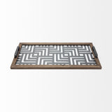 Mercana Fantuz 32L x 16W Gray Metal, Wood and Glass Serving Tray