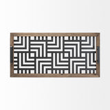 Mercana Fantuz 32L x 16W Gray Metal, Wood and Glass Serving Tray