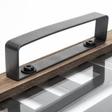 Mercana Fantuz 32L x 16W Gray Metal, Wood and Glass Serving Tray