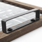Mercana Fantuz 32L x 16W Gray Metal, Wood and Glass Serving Tray