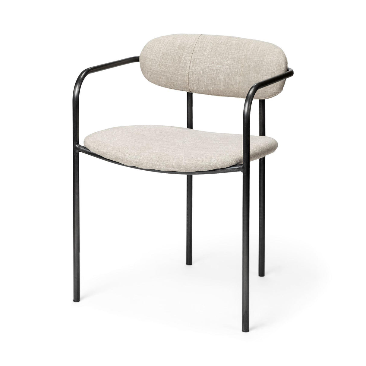 Mercana Parker I Beige Fabric Seat Gun Metal Gray Metal Frame Dining Chair