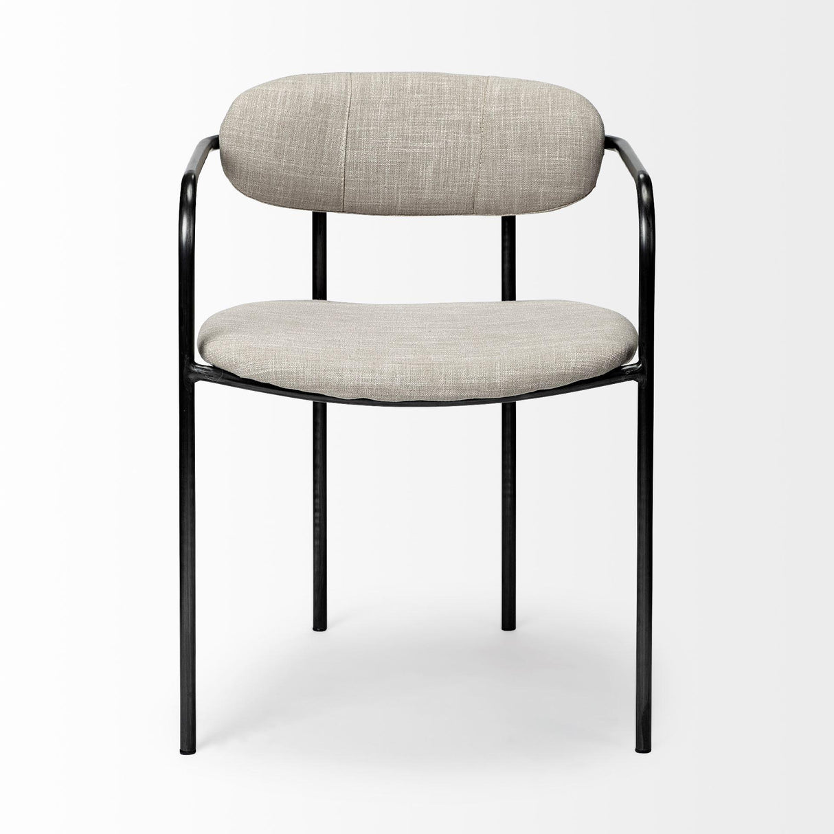 Mercana Parker I Beige Fabric Seat Gun Metal Gray Metal Frame Dining Chair