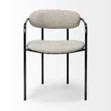 Mercana Parker I Beige Fabric Seat Gun Metal Gray Metal Frame Dining Chair