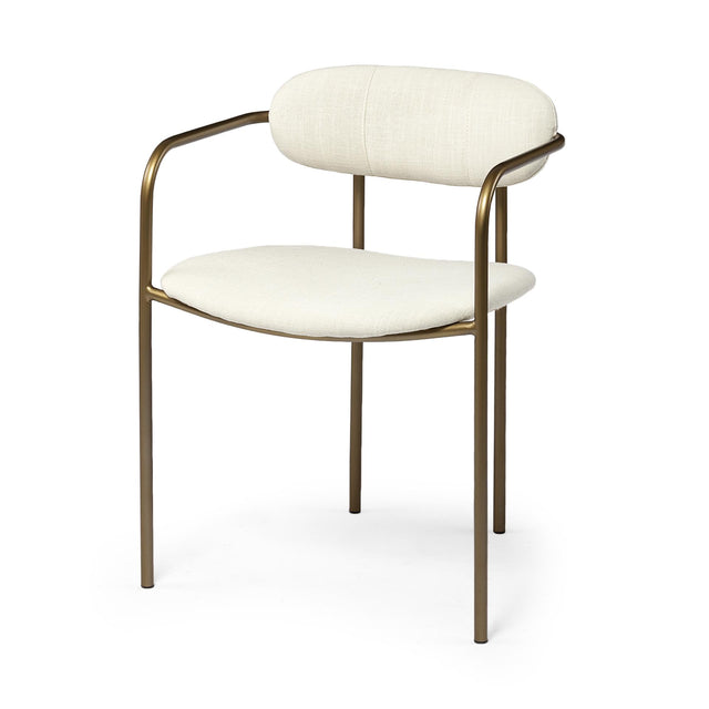 Mercana Parker I Cream Fabric Seat Gold Metal Frame Dining Chair