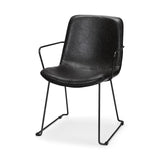 Mercana Sawyer II Black Faux-Leather Seat Black Iron Frame Dining Chair