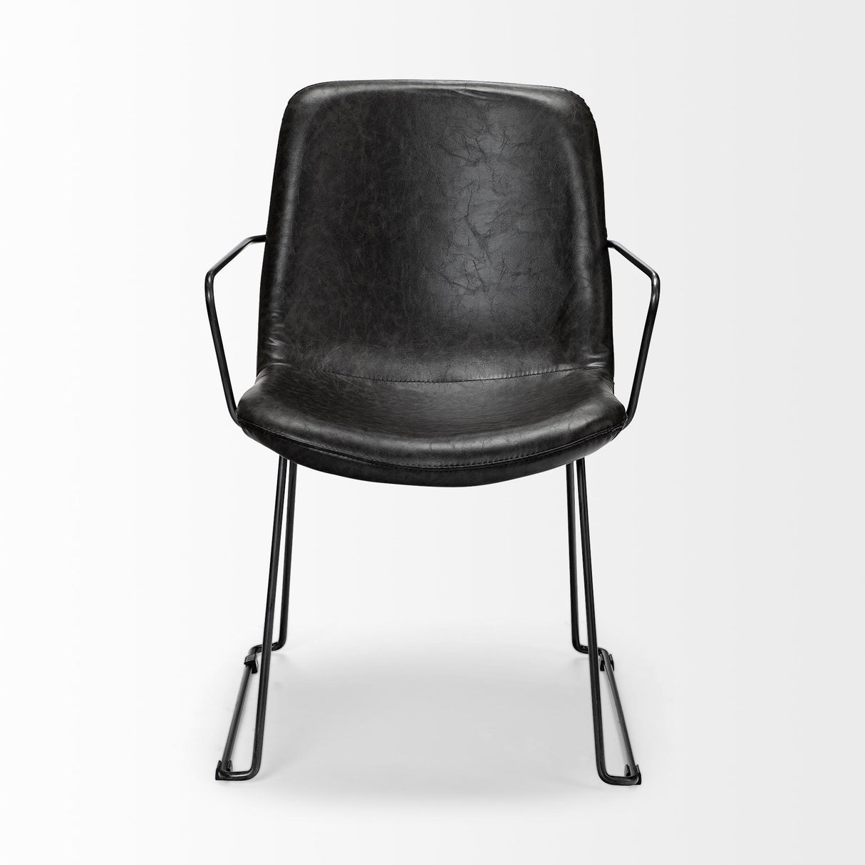 Mercana Sawyer II Black Faux-Leather Seat Black Iron Frame Dining Chair