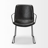 Mercana Sawyer II Black Faux-Leather Seat Black Iron Frame Dining Chair
