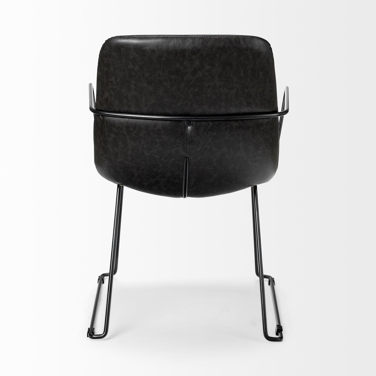 Mercana Sawyer II Black Faux-Leather Seat Black Iron Frame Dining Chair