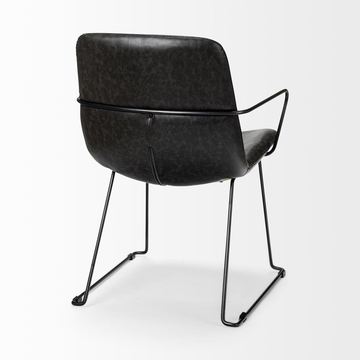 Mercana Sawyer II Black Faux-Leather Seat Black Iron Frame Dining Chair