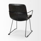 Mercana Sawyer II Black Faux-Leather Seat Black Iron Frame Dining Chair