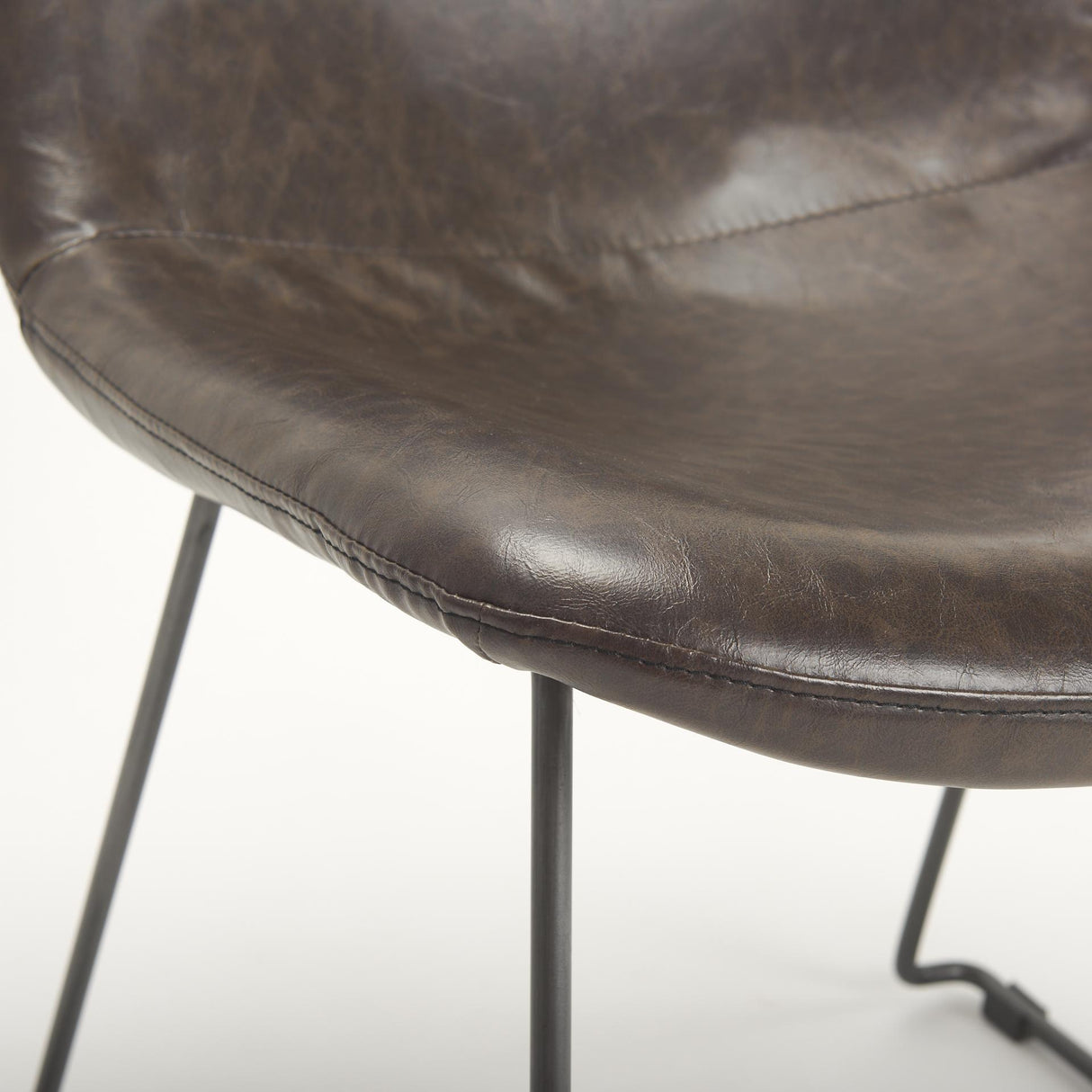 Mercana Sawyer I Dark Brown Faux-Leather Seat Black Iron Frame Dining Chair