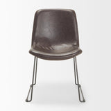 Mercana Sawyer I Dark Brown Faux-Leather Seat Black Iron Frame Dining Chair